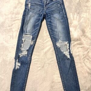 American Eagle Outfitters Ripped Blue Skinny Jeans